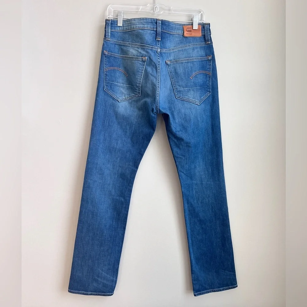 G-Star Raw Denim Slim Straight Medium aged Blue Wash Jeans size 31 x 32 EUC